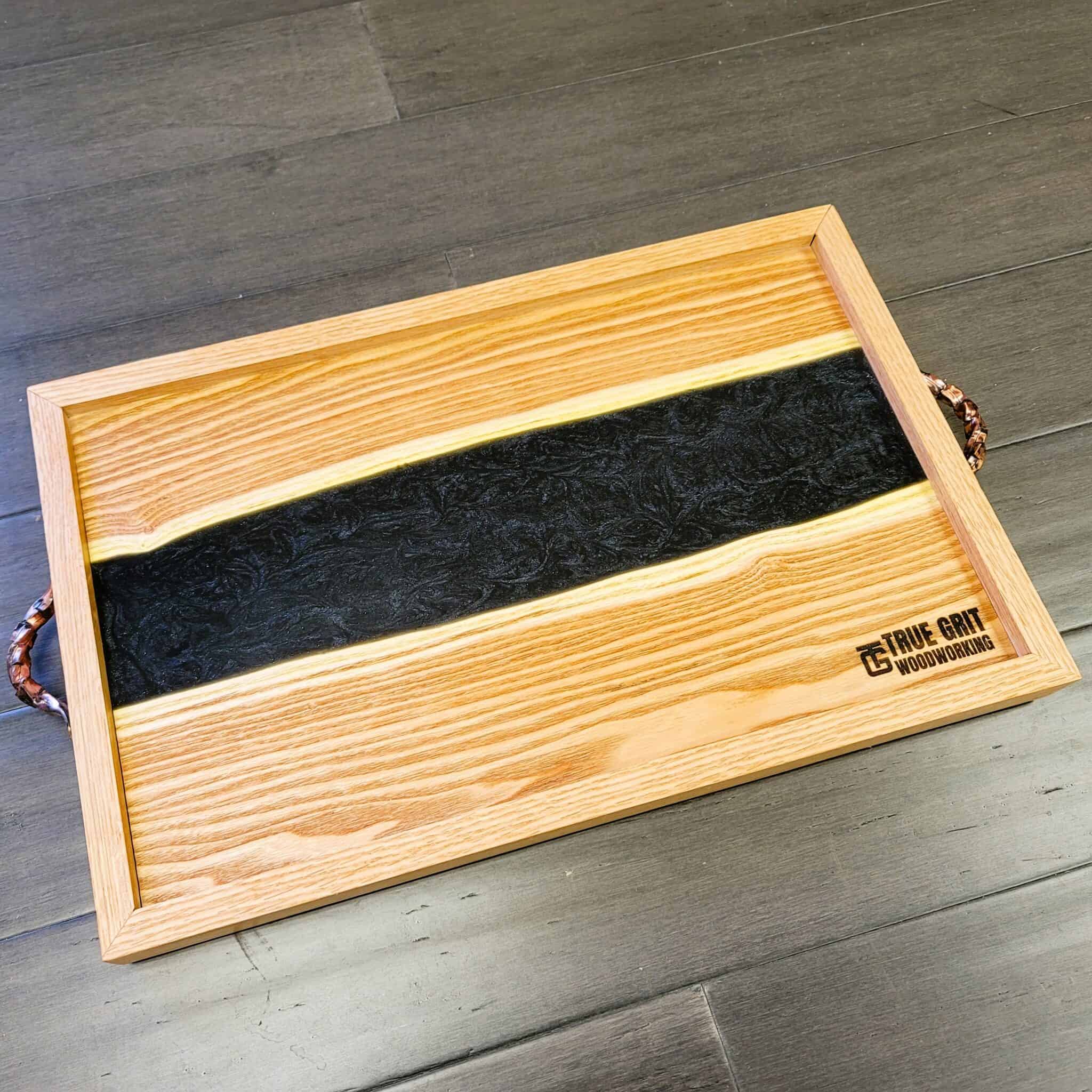 Midnight Black Epoxy Charcuterie Board True Grit Woodworking