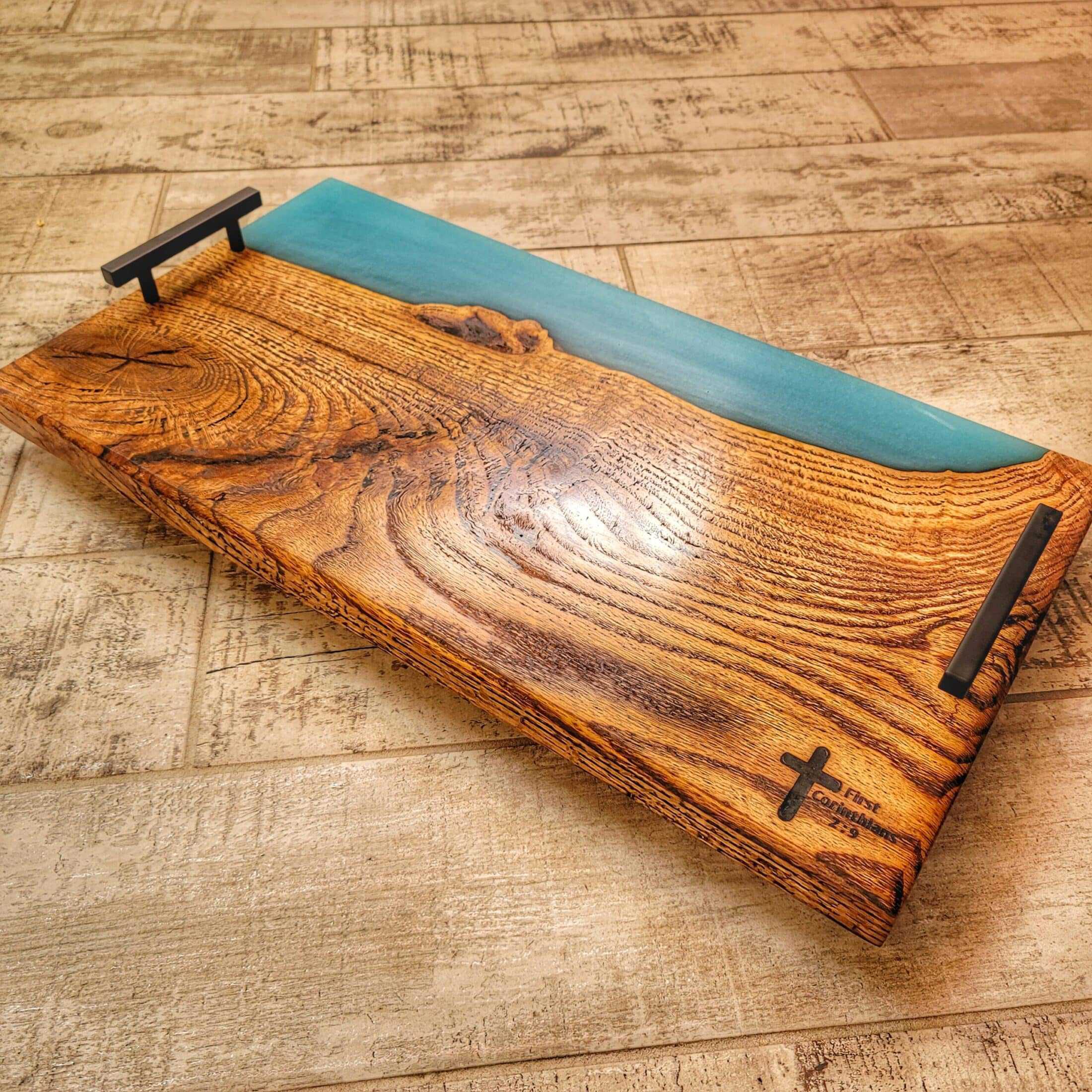 Turquoise w/ Cross – Plank Style – Charcuterie Board
