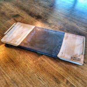 Oversized Charcuterie Board – Pickled White Maple w/ Midnight Blue Epoxy