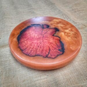 Round Charcuterie Board – Copper Penny Color – Madrone Burl