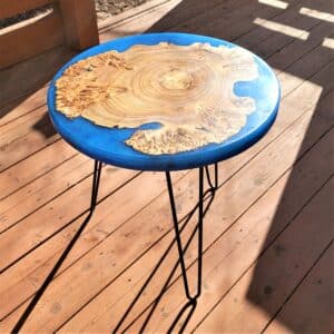 24′ Dia Ambrosia Maple Burl Side table